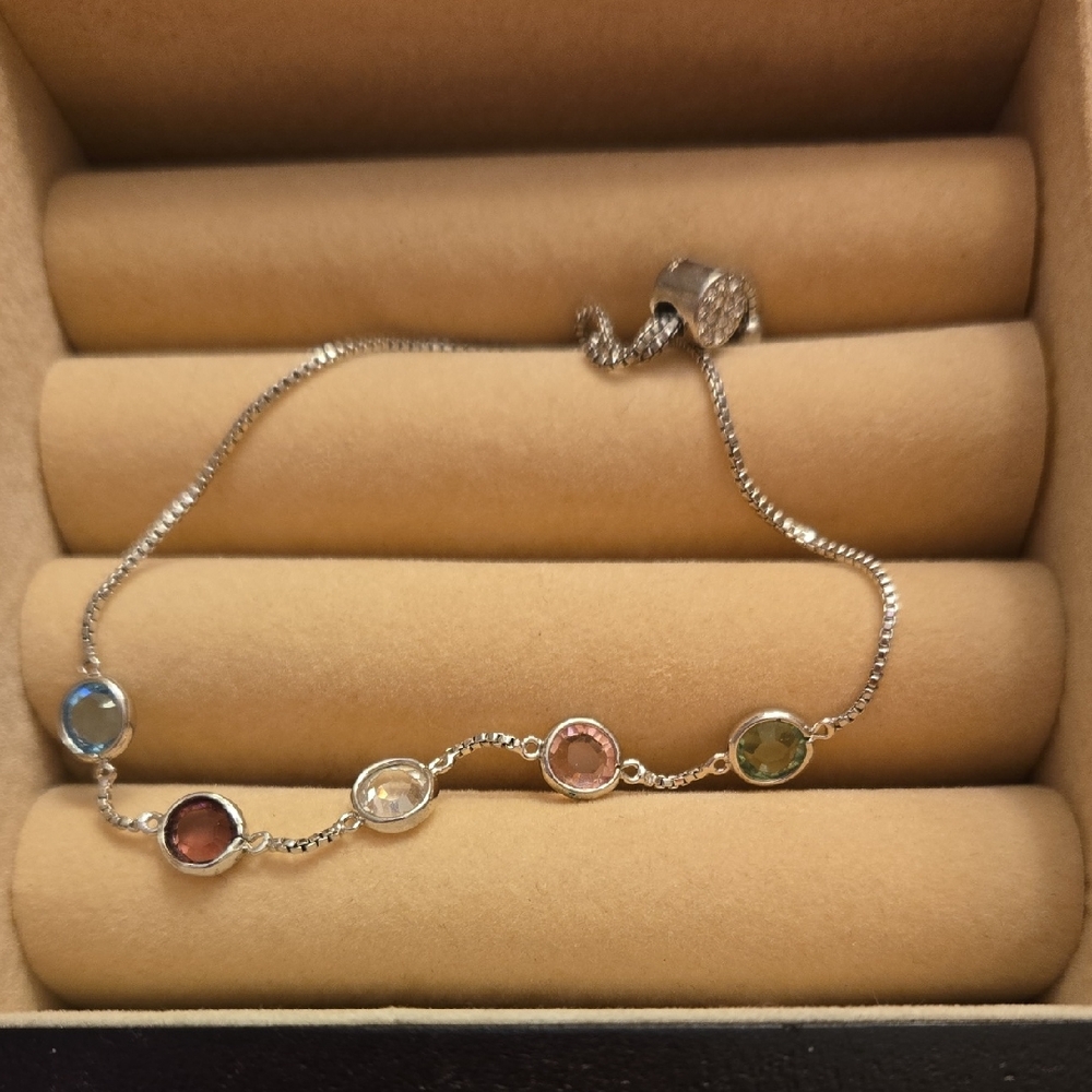 Elegant Multi-Color Gemstone Bracelet Adjustable